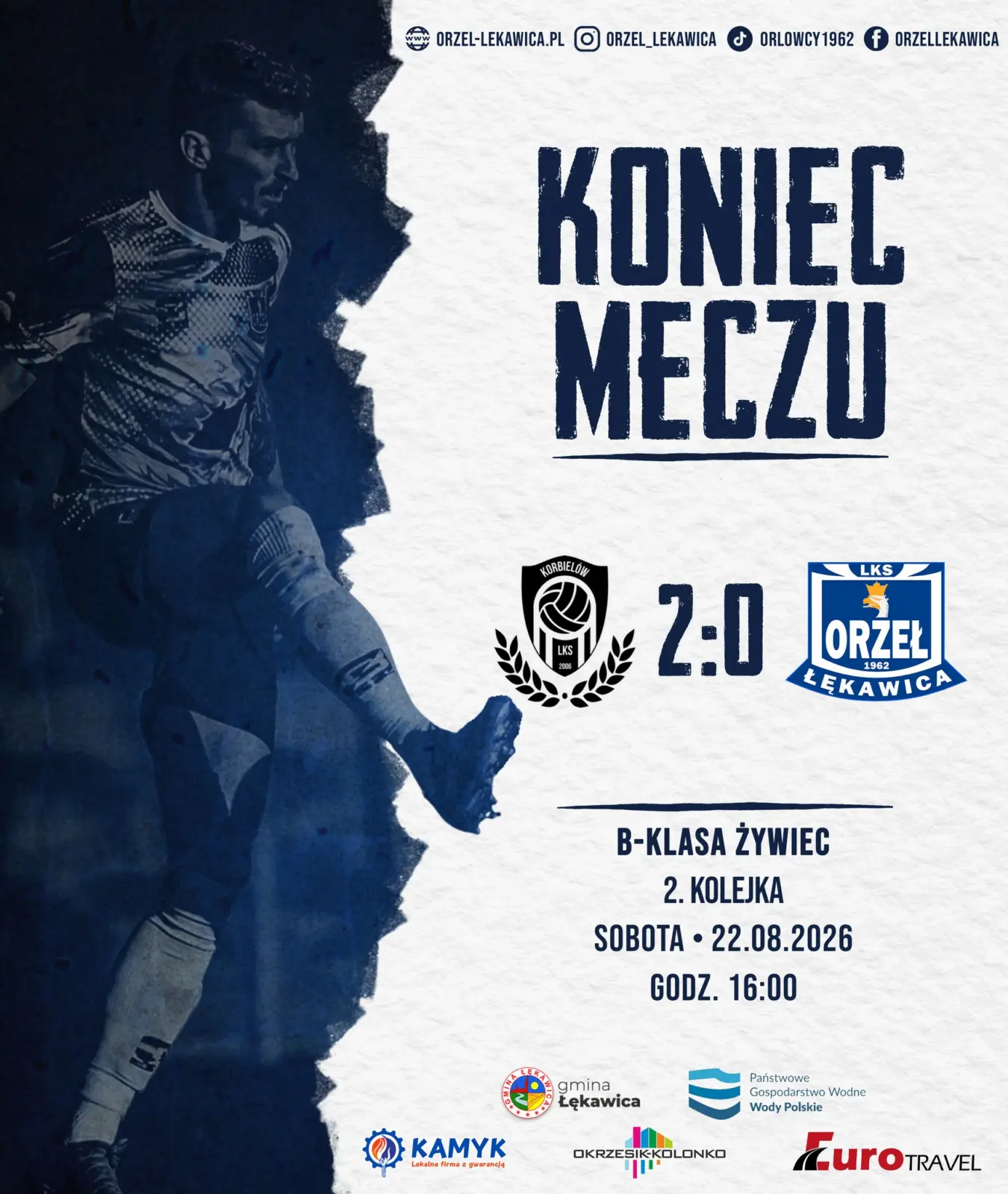 🤍💙Pomimo lepszej gry, w porównaniu z pierwszym meczem, nasze rezerwy wróciły z Korbielowa…